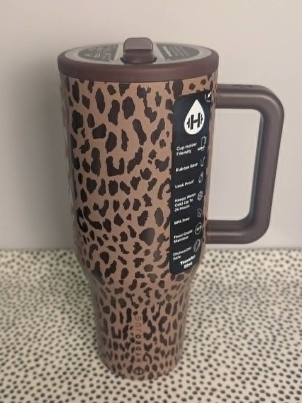 Brown Leopard HydroJug 32 oz Traveler Tumbler